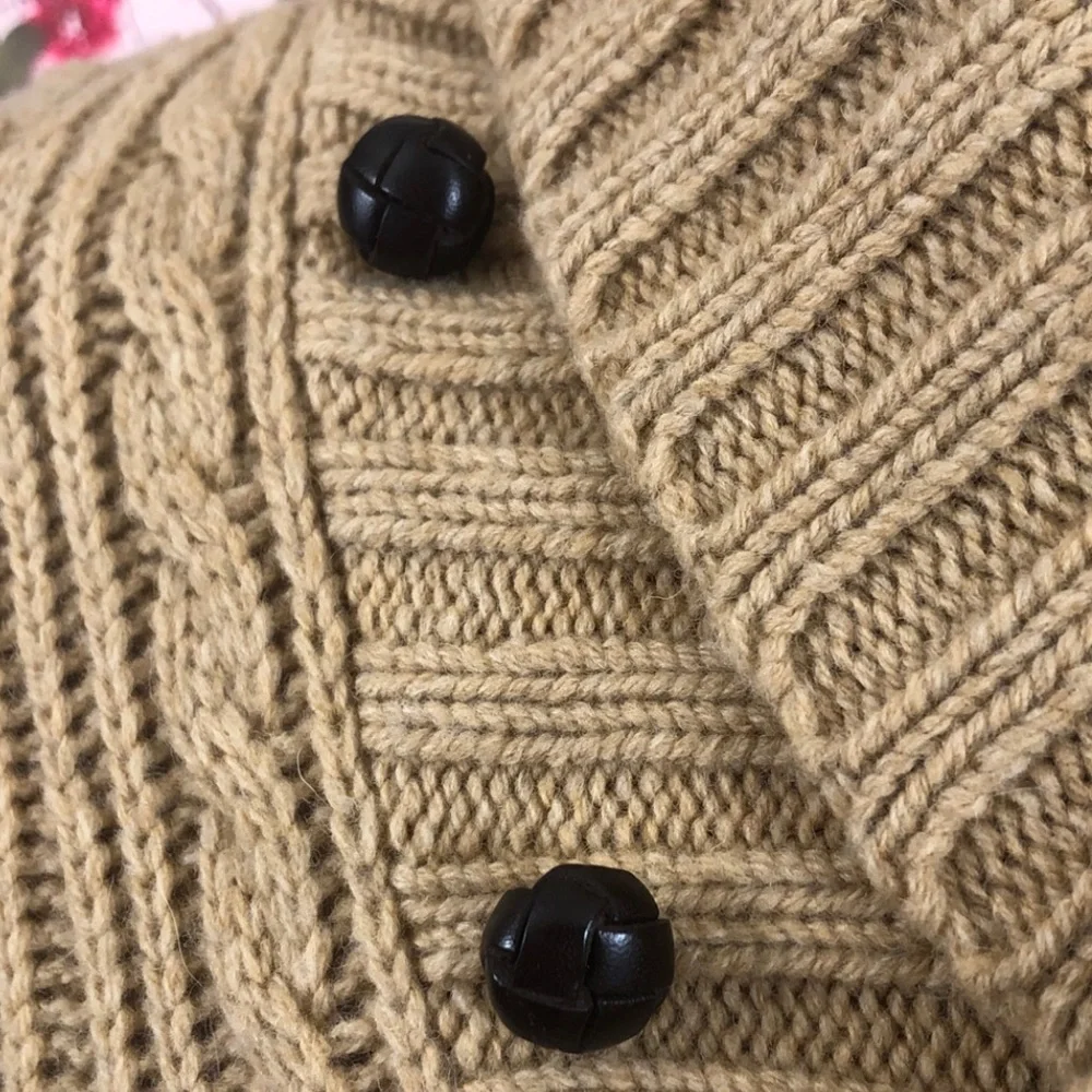 Polo Ralph Lauren Khaki Cable Knit Lambswool Sweater